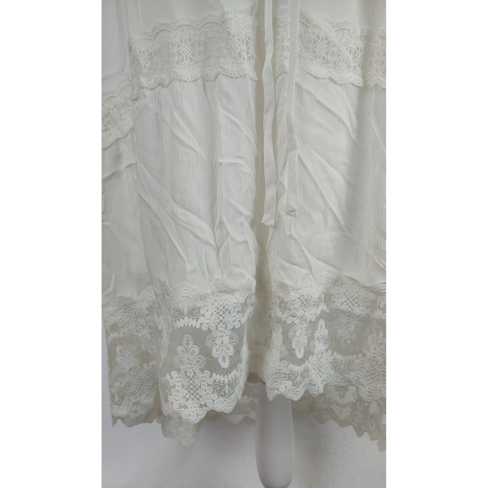 Maurices Womens XL Ivory Lace Tiered Boho Midi Dress V-Neck Short Sleeve NWT - Picture 3 of 11